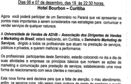 1999 - Seminário Marketing de Serviços