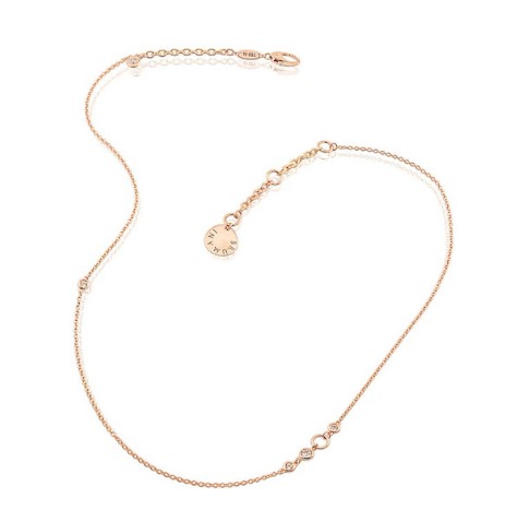 Gargantilha ouro rose, topázio branco 0,42CT, diamante