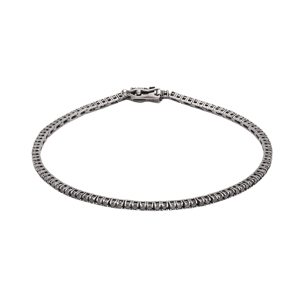 Pulseira Ouro Amarelo Riviera Diamantes Negros 1,55 Quilates