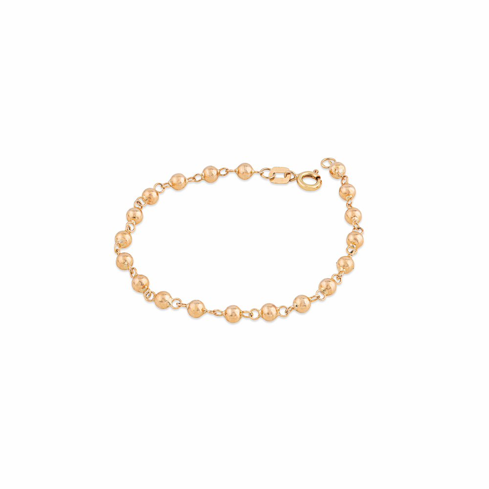 Pulseira infantil ouro amarelo bolinhas 13 cm