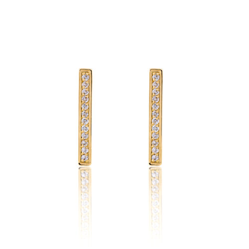 Brinco ouro amarelo palito diamantes