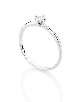 Anel ouro branco solitário diamante 17 pontos