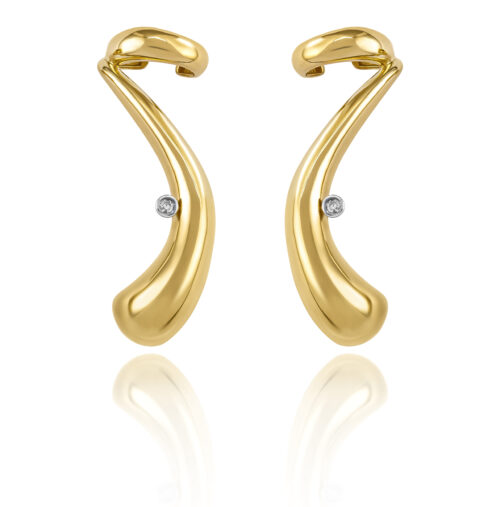 Brinco Ear Cuff ouro amarelo e diamantes 0,06 ct