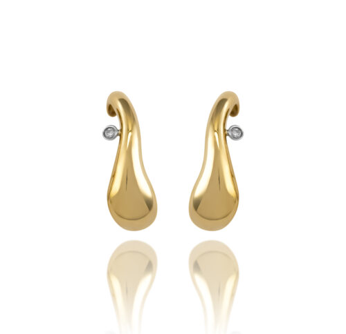 Brinco Ear Hook ouro amarelo e diamantes 0,06 ct