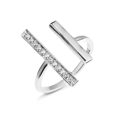 Anel ouro branco diamantes