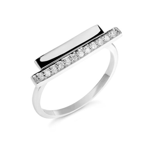 Anel ouro branco com diamantes