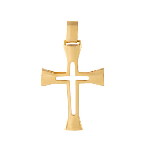 Pingente ouro amarelo cruz vazada 3,5 cm 