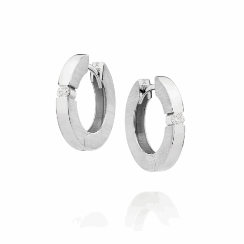 Brinco Argola Ouro Branco com Diamantes