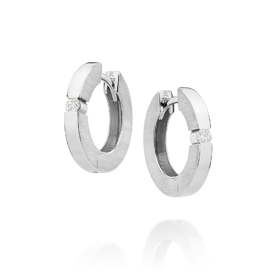 Brinco Argola Ouro Branco com Diamantes