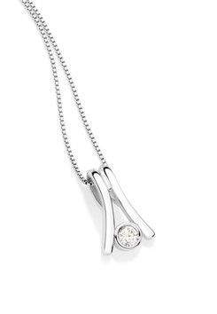 Pingente Ouro Branco Palito Duplo com Diamante