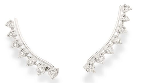 Brinco Ear cuff Ouro Branco com Diamantes
