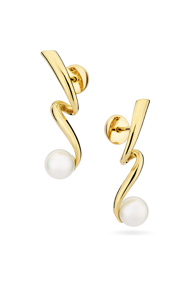 Brinco Palito Ouro Amarelo com Pérola 6MM