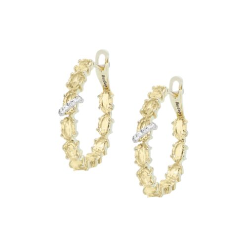 Brinco Ouro Amarelo com Citrinos e Diamantes