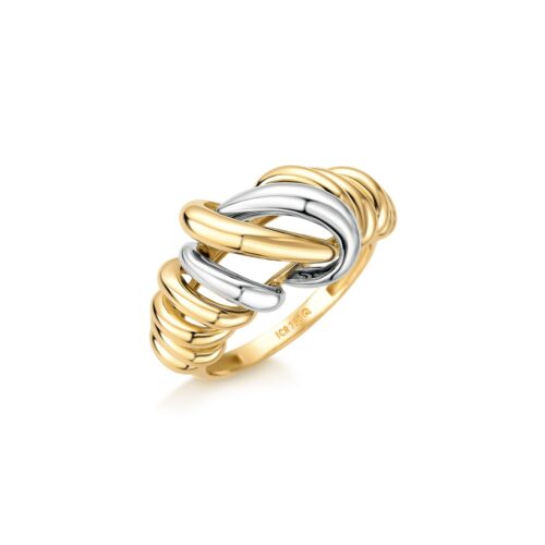 Anel Ouro Branco e Ouro Amarelo entrelaçados