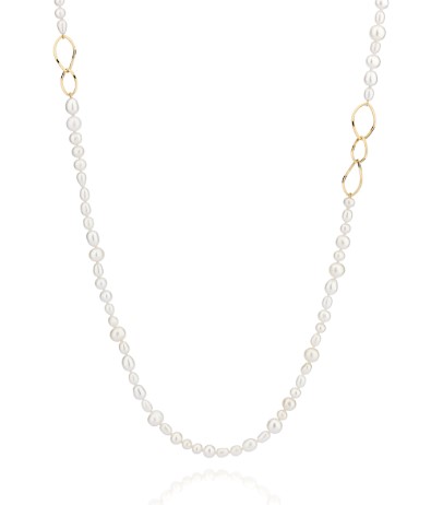 Colar Ouro Amarelo e Pérolas Misto 85CM