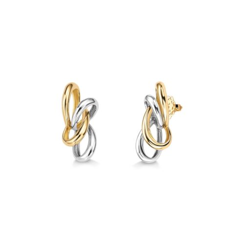 Brinco Ouro Amarelo e Ouro Branco Entrelaçados