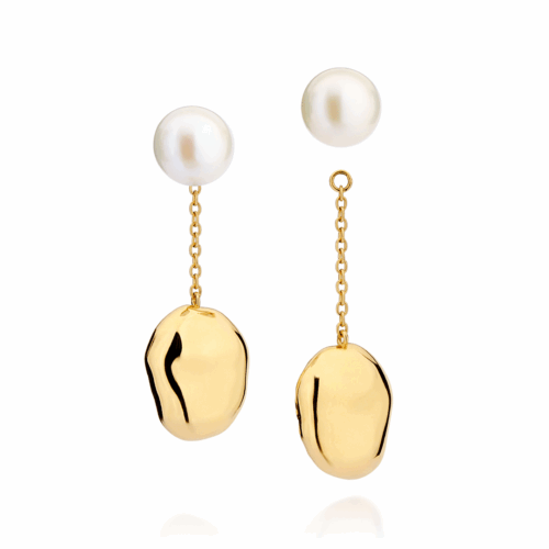 Brinco Ouro Amarelo com Pérola Biwa