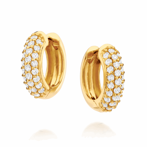 Brinco ouro Amarelo Argola Diamantes