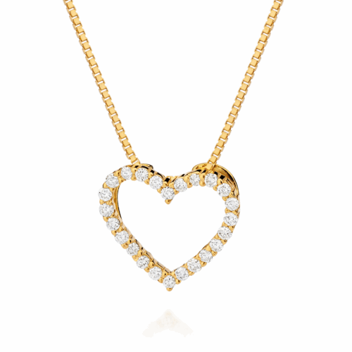 Pingente Coração Ouro Amarelo com Diamantes 0,25 CT