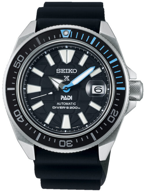 Relógio aço automático Seiko Padi, pulseira borracha 