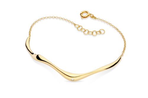 Pulseira ouro amarelo, detalhe diamante 