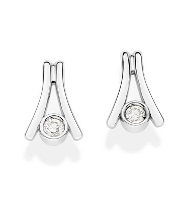 Brinco ouro branco com diamantes 0,10 ct 