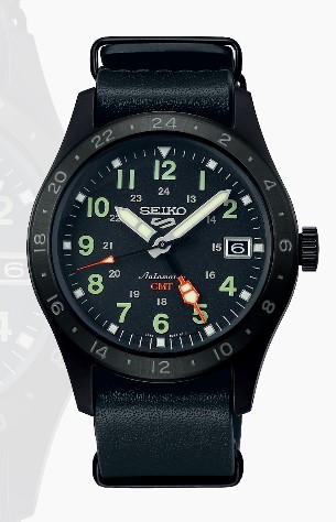 Relógio automático, caixa redonda aço preto, mostrador preto, arábicos, calendário, pulseira couro preta.