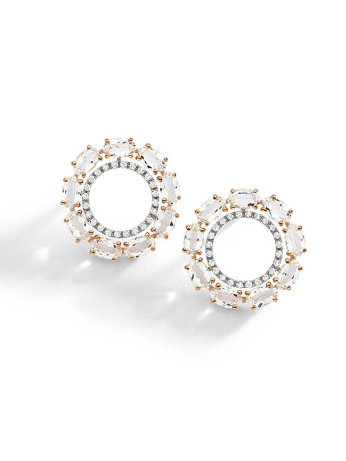 Brinco ouro rosé quartzos translúcidos 3,42 ct e diamantes 0,22 ct.