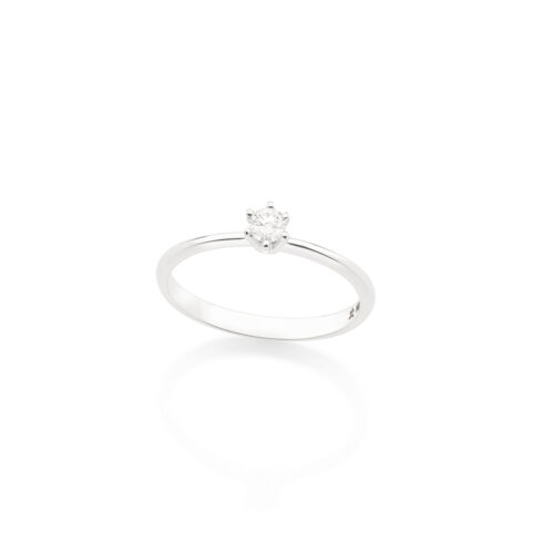 Anel solitário ouro branco diamante 0,12ct