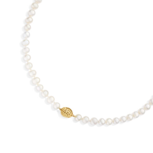 Colar de pérolas fecho ouro amarelo sistema imã